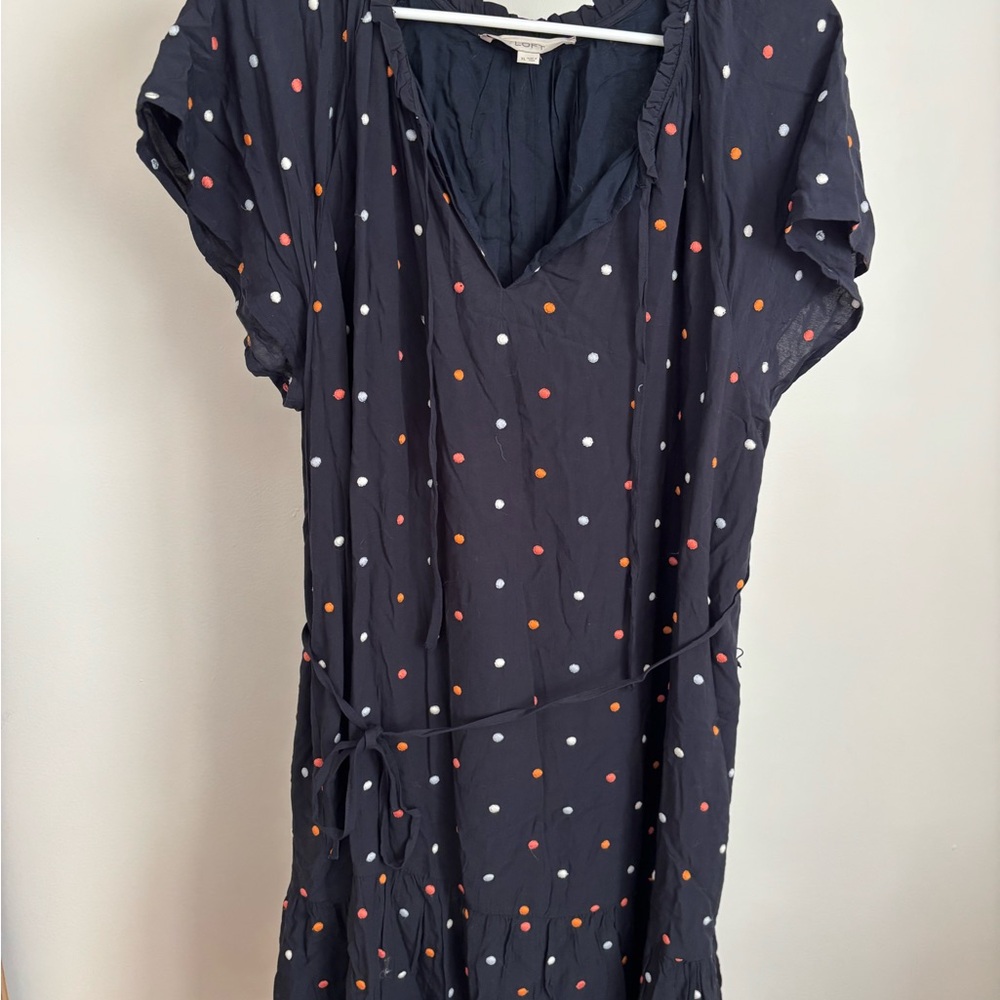 LOFT Navy Polka Dot Dress
